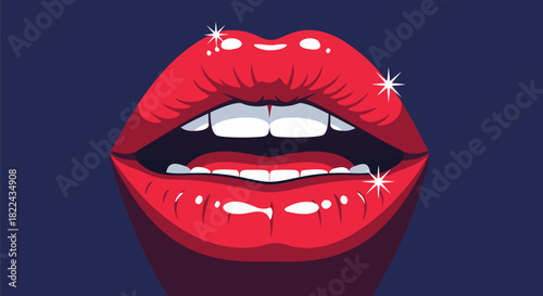 Red Lips with Sparkles Illustration
