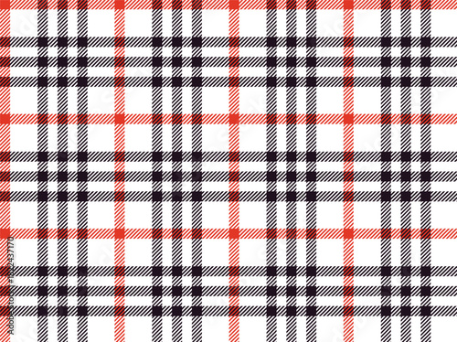 Tartan plaid pattern, black and white thin striped plaid seamless pattern. Minimal plaid check fabric background for textile, print and fashion design