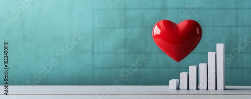 Heart and Rising Bar Chart Growth Concept ,Success, love