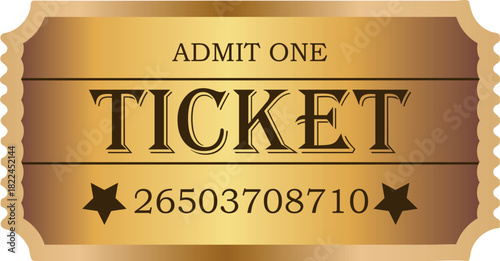 ticket, voucher or coupon template for discounts and promotions in VIP style with a gold gradient, for thematic printing, social media or web design