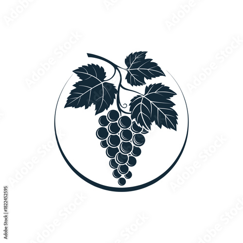 Grapes silhouette Logo vector line art logo design