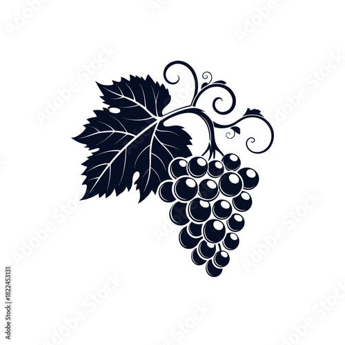 Grapes silhouette Logo vector line art logo design