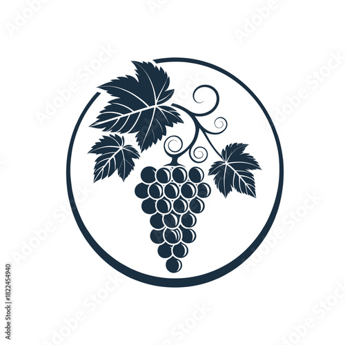 Grapes silhouette Logo vector line art logo design