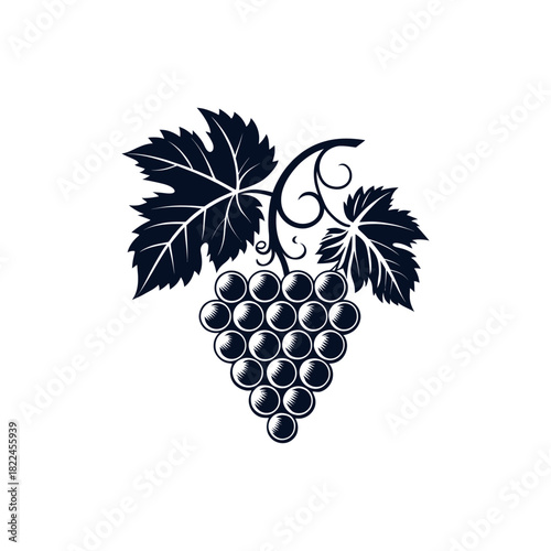 Grapes silhouette Logo vector line art logo design