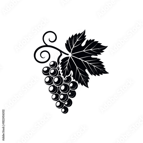 Grapes silhouette Logo vector line art logo design