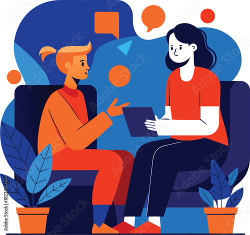 Person in therapy session discussing feelings with a professional