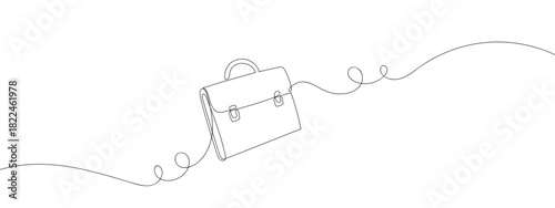 Leather bags, business bags in one continuous line vector drawing. Editable stroke.