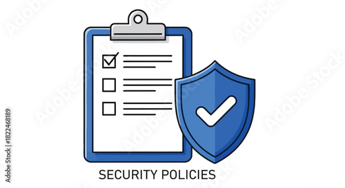 Clipboard with checklist and shield icon representing data security and policy compliance