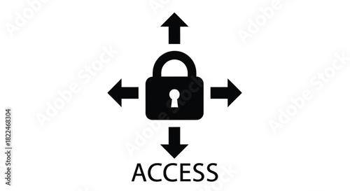 A black padlock icon with directional arrows and the word access below it