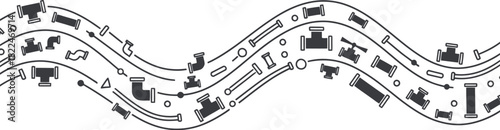 Plumbing banner with abstract water flow design