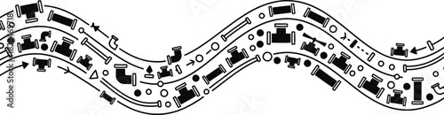 Plumbing banner with abstract water flow design