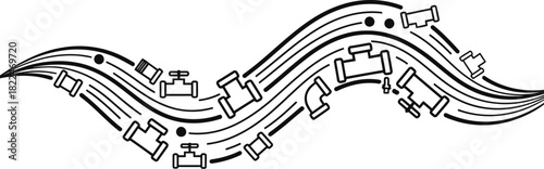 Plumbing banner with abstract water flow design