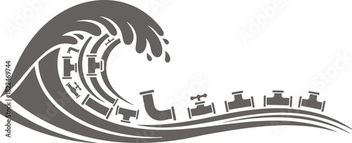 Plumbing banner with abstract water flow design