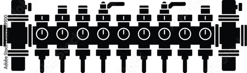 Manifold for underfloor heating system vector silhouette