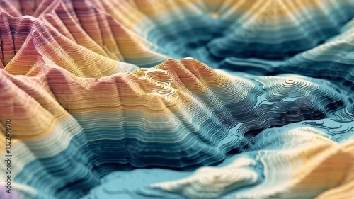Epic Cinematic 3D Map Topography Landscape Visualization with Detailed Terrain Elevation, Contour Lines, Immersive Geospatial Rendering and Futuristic Digital Cartography Experience in Ultra HD Pro