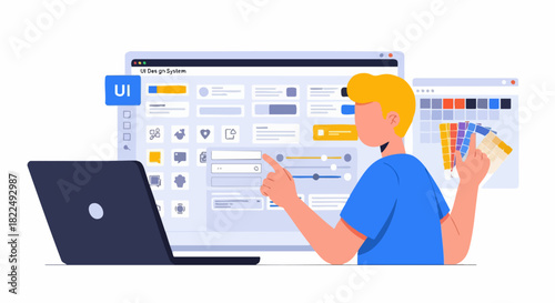UI UX designer creating a web application interface.