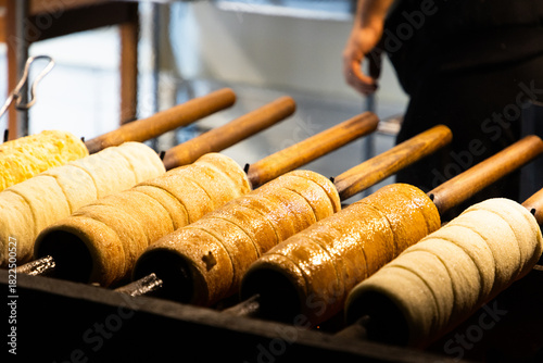 chimney cake or kurtos kalacs is a traditional sweet in Hungary  Budapest especially at wintertime at the Christmas Market