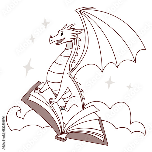 Origami Paper Dragon Emerging from Open Book – Fantasy Creature Illustration - 2