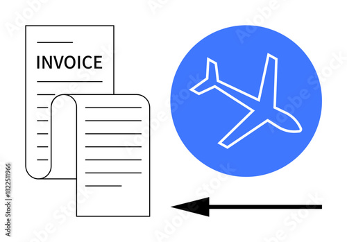 Air travel invoicing. Digital invoices and transactions for flight bookings made easy. Air travel payment processing and efficient invoicing. Perfect for travel services, ticketing systems, invoicing