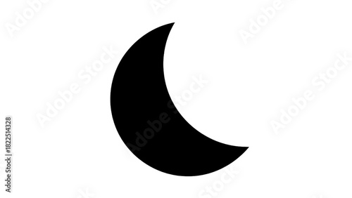 Vector illustration of simple black crescent moon icon representing a waxing or waning phase isolated on transparent background