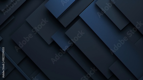 Dark geometric background with overlapping blue and black layers. Modern abstract pattern for corporate presentations. Minimalist technology wallpaper
