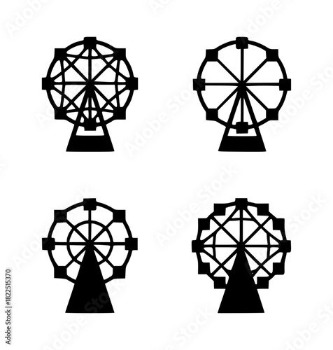 Ferris wheel silhouette set, isolated background