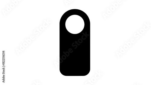 Vector illustration of simple black silhouette icon of a blank hotel door hanger tag isolated on transparent background