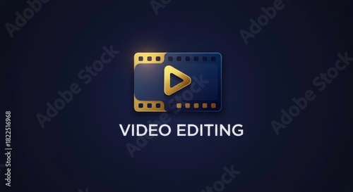 Elegant Video Editing Icon on Dark Background for Creative Projects and Tutorials