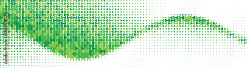 Green halftone dots wave pattern, vibrant abstract dotted gradient swirl, dynamic vector texture for eco-friendly graphic design, modern geometric background, nature-inspired element, colorful curve i
