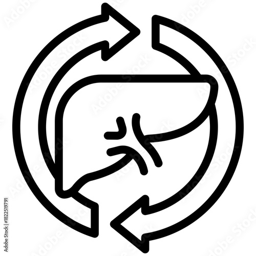 liver detox outline icon. organ cleanse. body support. health care