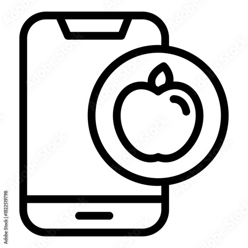 nutrition app outline icon. food tracking. healthy guide. mobile tool