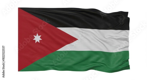 Free Download Waving Flag of Jordan against White Background Depicting National Identity and Patriotism - GFXLoad