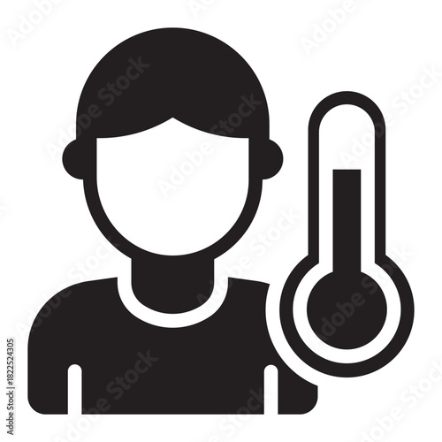 body temperature glyph icon. heat check. thermal reading. Healthcare