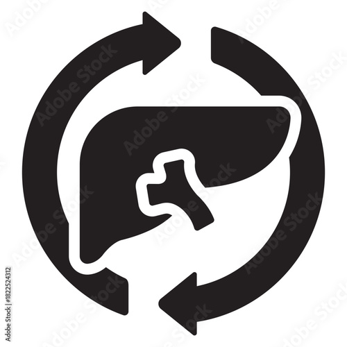 liver detox glyph icon. organ cleanse. body support. health care