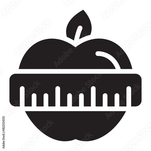 diet glyph icon. food measure. intake control. health routine