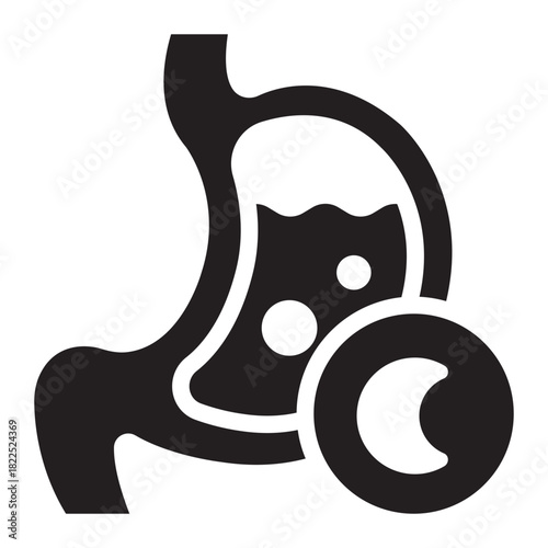 sleep metabolism glyph icon. night digest. body process. Healthcare