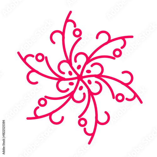 abstract floral background,A decorative, stylized pattern resembling a flower or a graceful snowflake, executed with bright pink lines on