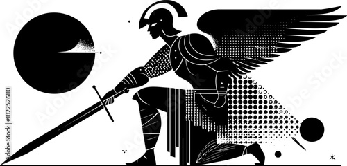 Abstract Winged Warrior Illustration