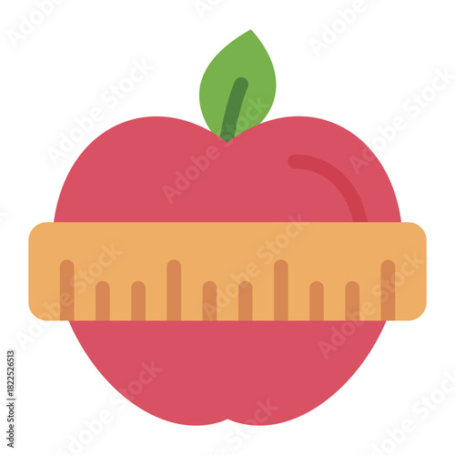 diet flat icon. food measure. intake control. health routine