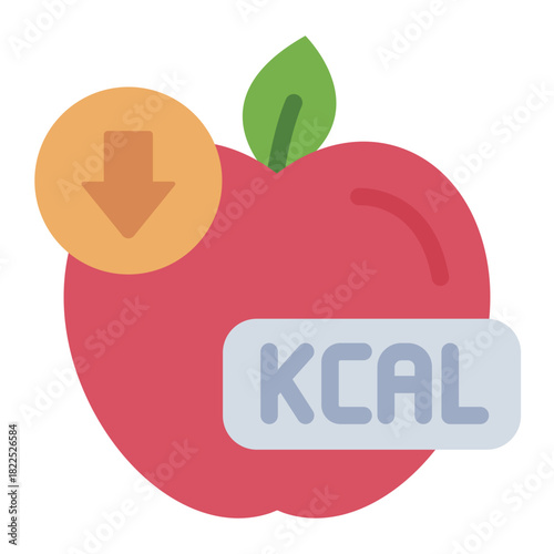 calories intake flat icon. food measure. energy control. health guide