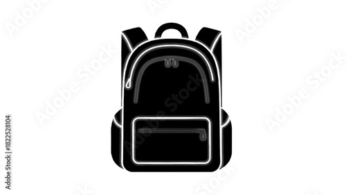 Vector illustration of black and white simple icon or silhouette of a backpack isolated on transparent background