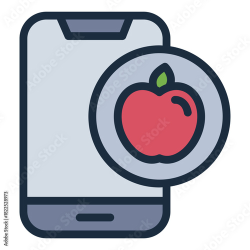 nutrition app filled line icon. food tracking. healthy guide. mobile tool
