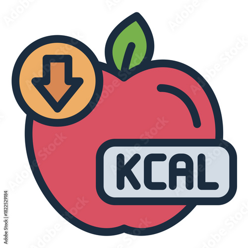 calories intake filled line icon. food measure. energy control. health guide