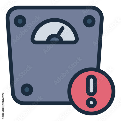 obesity filled line icon. weight issue. body alert. health concern
