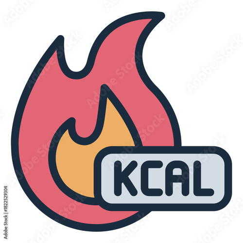 calories burn filled line icon. flame energy. weight control. health routine