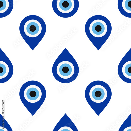 Teardrop Evil Eye Alternating Seamless Pattern