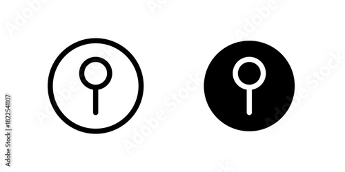Map pin icons in outline and solid styles, Geolocation Pin Icons in Dual Styles, Map Pointer Symbols, Modern GPS Locator Graphics, Vector illustration.