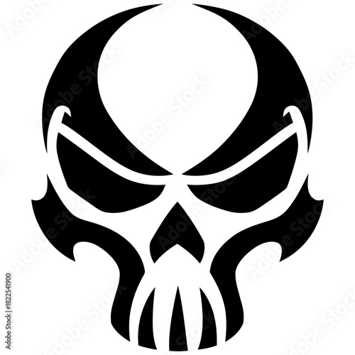 Vector Art Minimalistic Maori Skull Pattern in Black and White for Tattoos or Logos