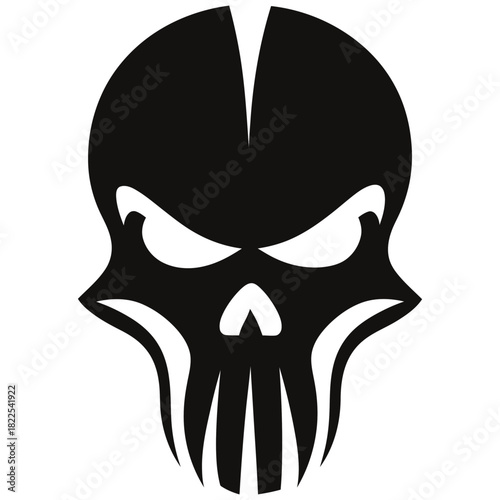 Vector Art Tribal Skull Mask Illustration in Black and White for Tattoo Emblem or Logo Design