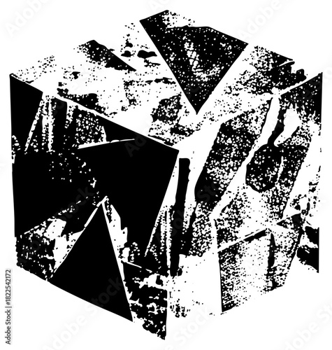 Broken glass shatters dramatically in abstract destruction